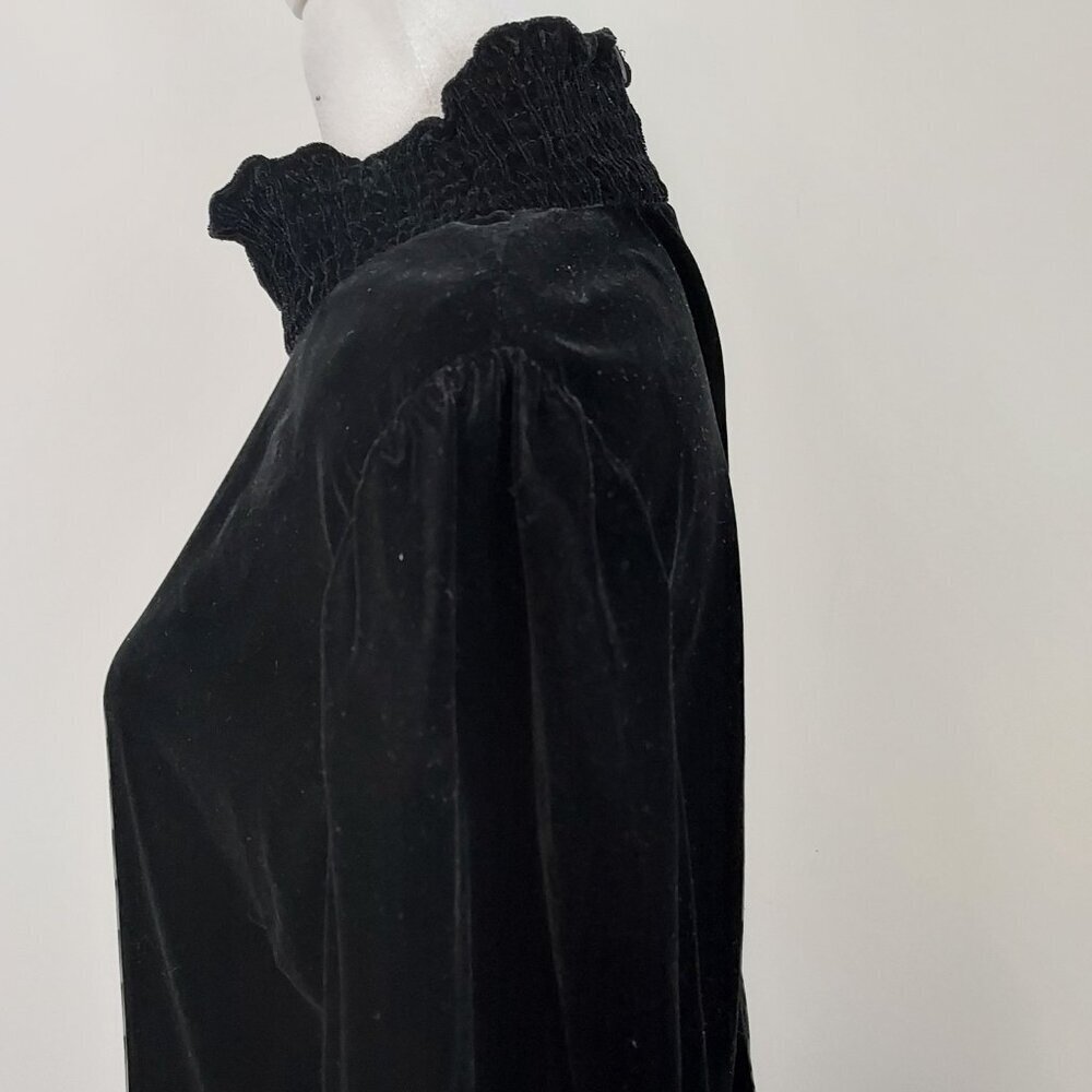 Black Puff-Sleeve Mini Dress with High Neck - Picture 4 of 15